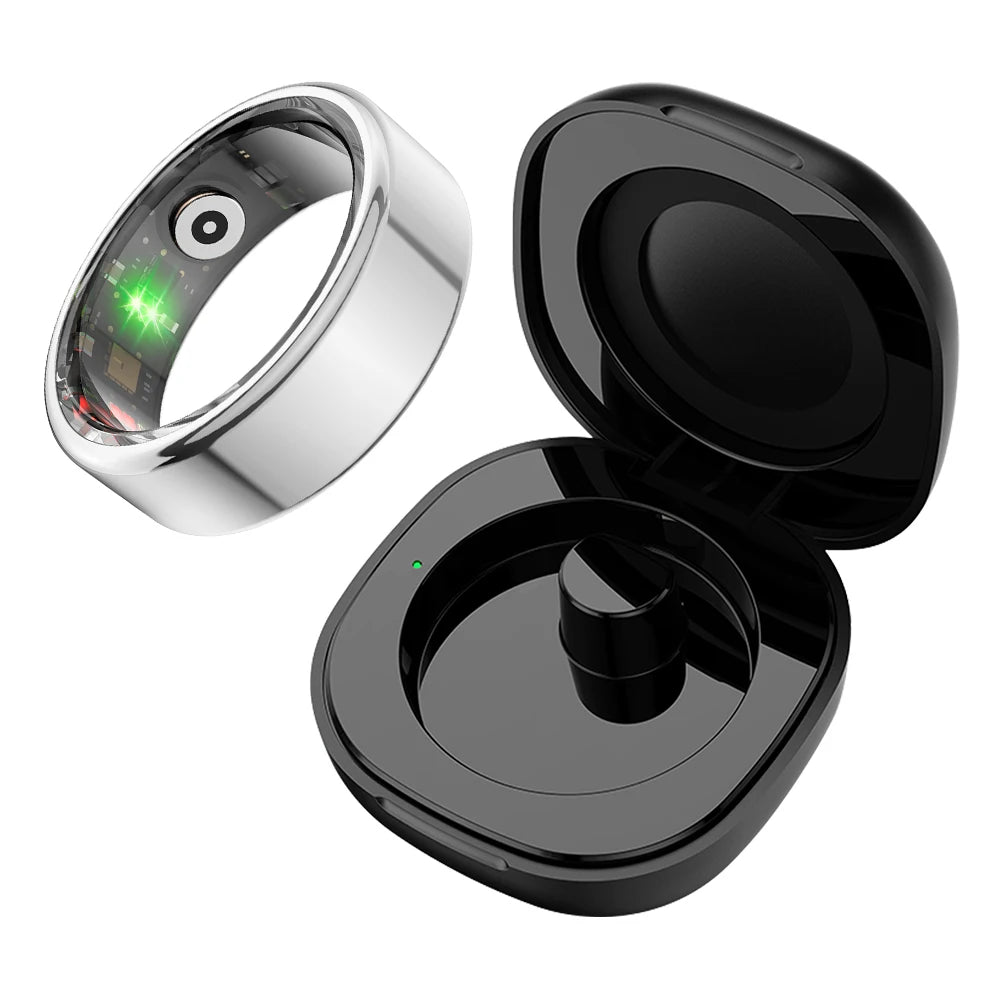 2024 R02 Smart Ring with Charging Case for Men Women, Battery Life, 39 Days, Health Monitor, 5ATM Waterproof
